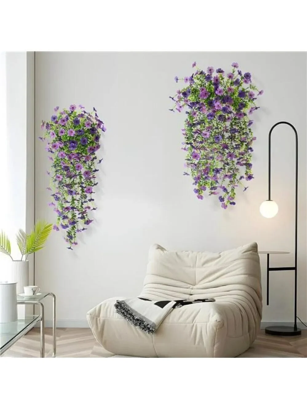 Artificial Hanging Daisy Flowers Set of 2 UV Resistant Outdoor Porch Decor